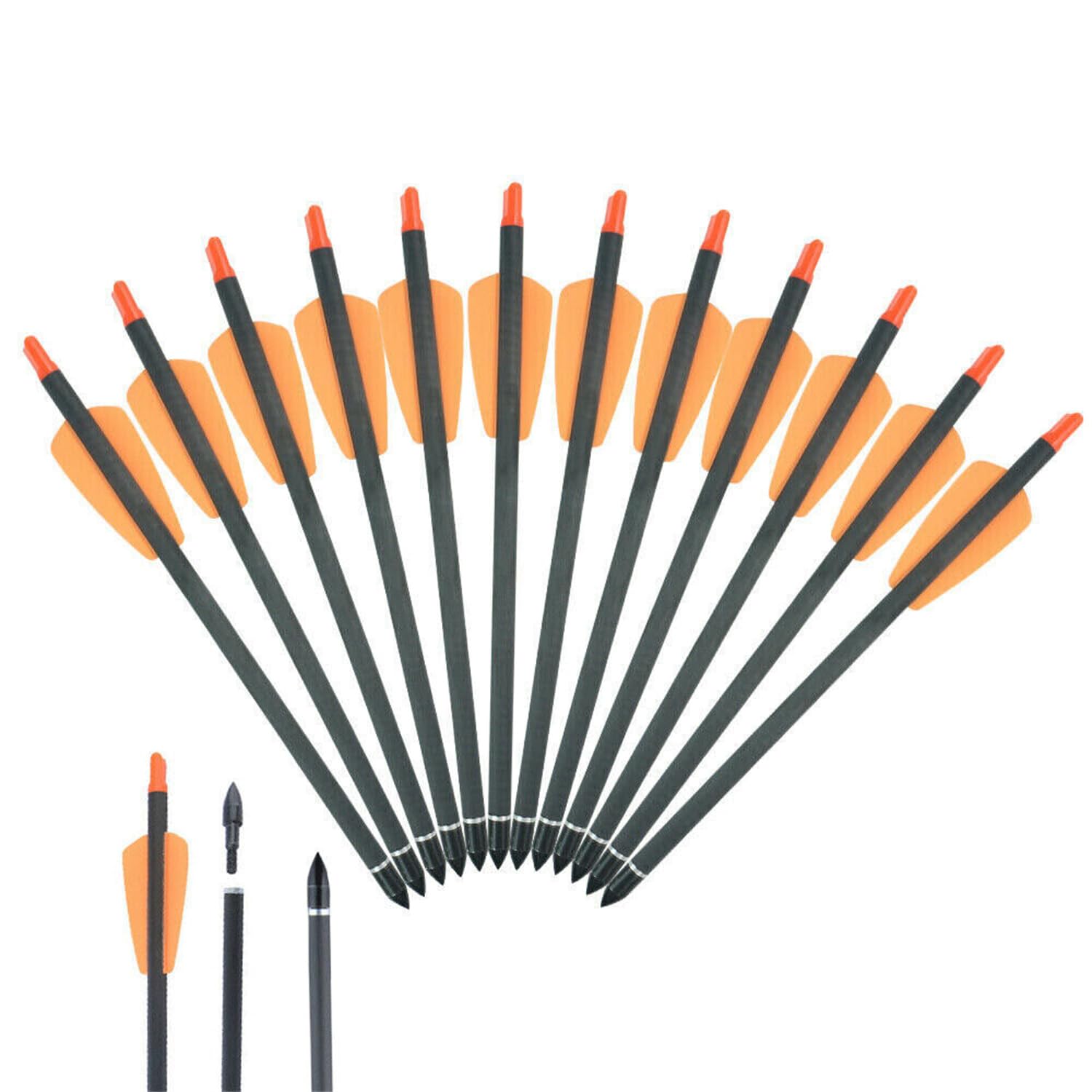 biubiusot 12PCS Crossbow Arrows Bolts 7.5" 15" Carbon Arrows Crossbow Bolts Mini Bow Hunting (15inch)