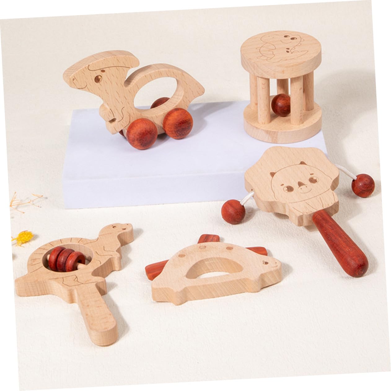 5 Set Sonagli in Legno per Bambino Bambina, Allenamento della Forza della Presa, Facili da Trasportare, Giocattoli Leggeri per Feste di Bambino Bambina e Prima Età