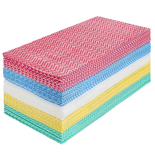 JEBBLAS multipropósito de Tela no-Tejida Antiadherente limpiando Trapos casa Limpieza paño Cocina Plato bayeta (5 Color,60 Sheets)