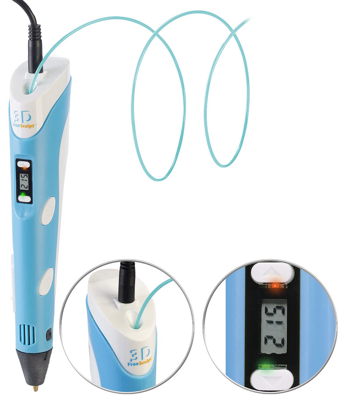 FreeSculpt 3D Druckstift: 3D-Drucker-Stift, USB-Stromversorgung, inkl. 20 PLA-Filamente (Printing Pen, Stift Kinder, wie)