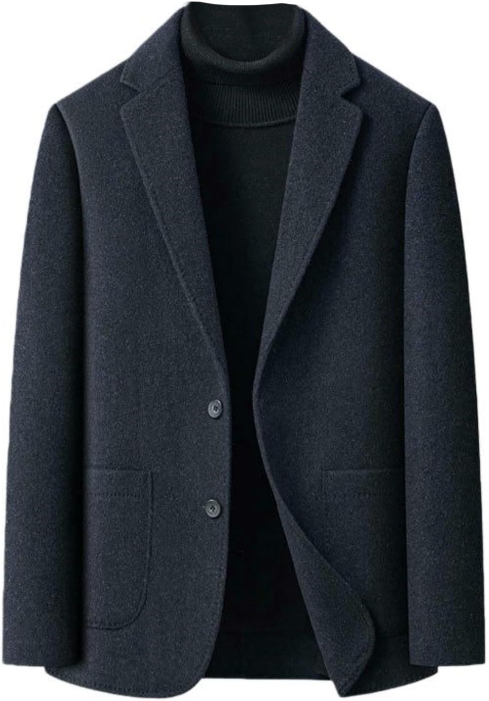Men's Winter Middle-Aged Solid-Color Thick Wool Business Casual Blazer