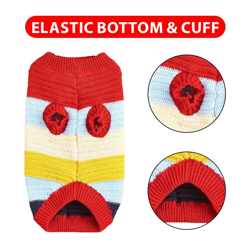 luvin Soft Yarn Striped Knitted Winter Sweater for Dogs & Cats - (Multicolor & Small) Pack of 1 1