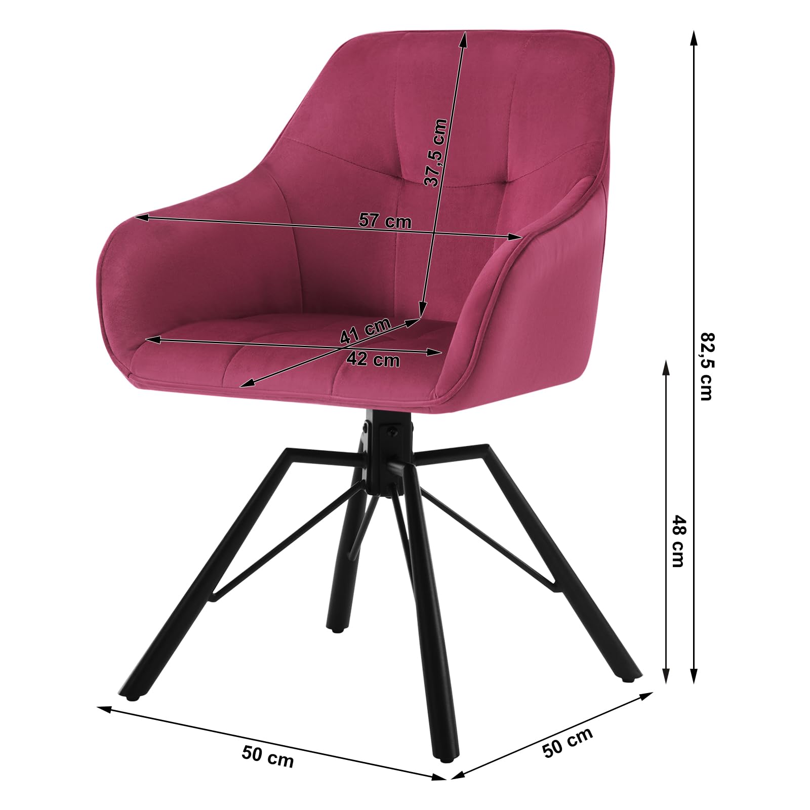 WOLTU Eetkamerstoel, draaibaar, keukenstoel, gestoffeerde stoel, draaistoel, comfortabele stoel met armleuningen, rugleuning, armleuningstoel voor eetkamer en woonkamer, met kunstleren bekleding