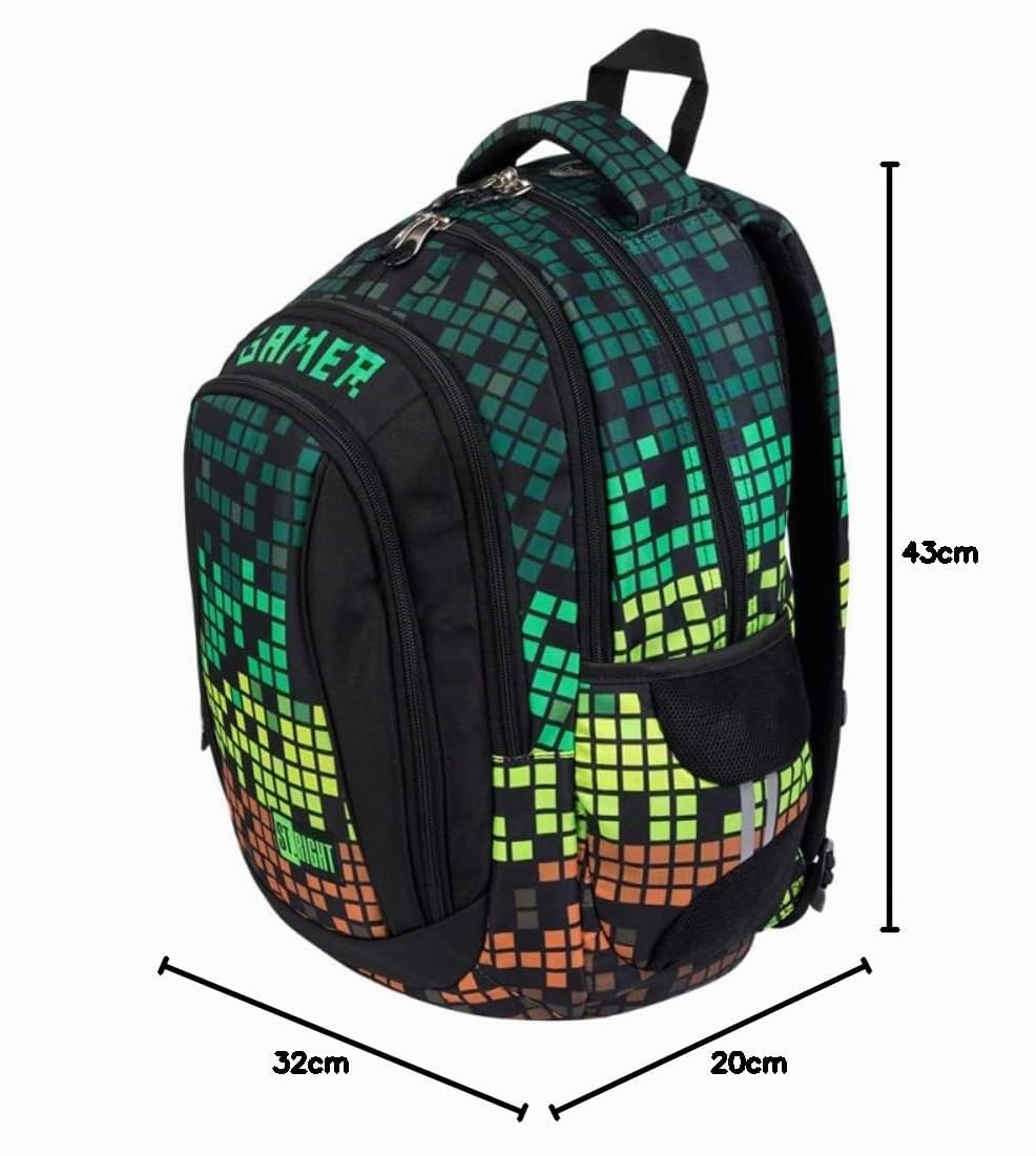 Schulrucksack Teenager Set 3 Teilig - Schulrucksack Jungen, Schulranzen Jungen ab 5. Klasse mit Brustgurt - Rucksack Schule, Schultasche - Ergonomischer Schulranzen (Lava)
