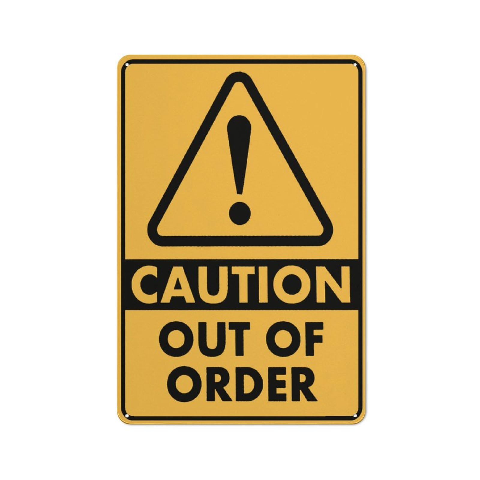 Caution Out Of Order Sign 12X8 Inches Metal Aluminum Signs, Weather Resistant, Weatherproof, Indoor Or Outdoor