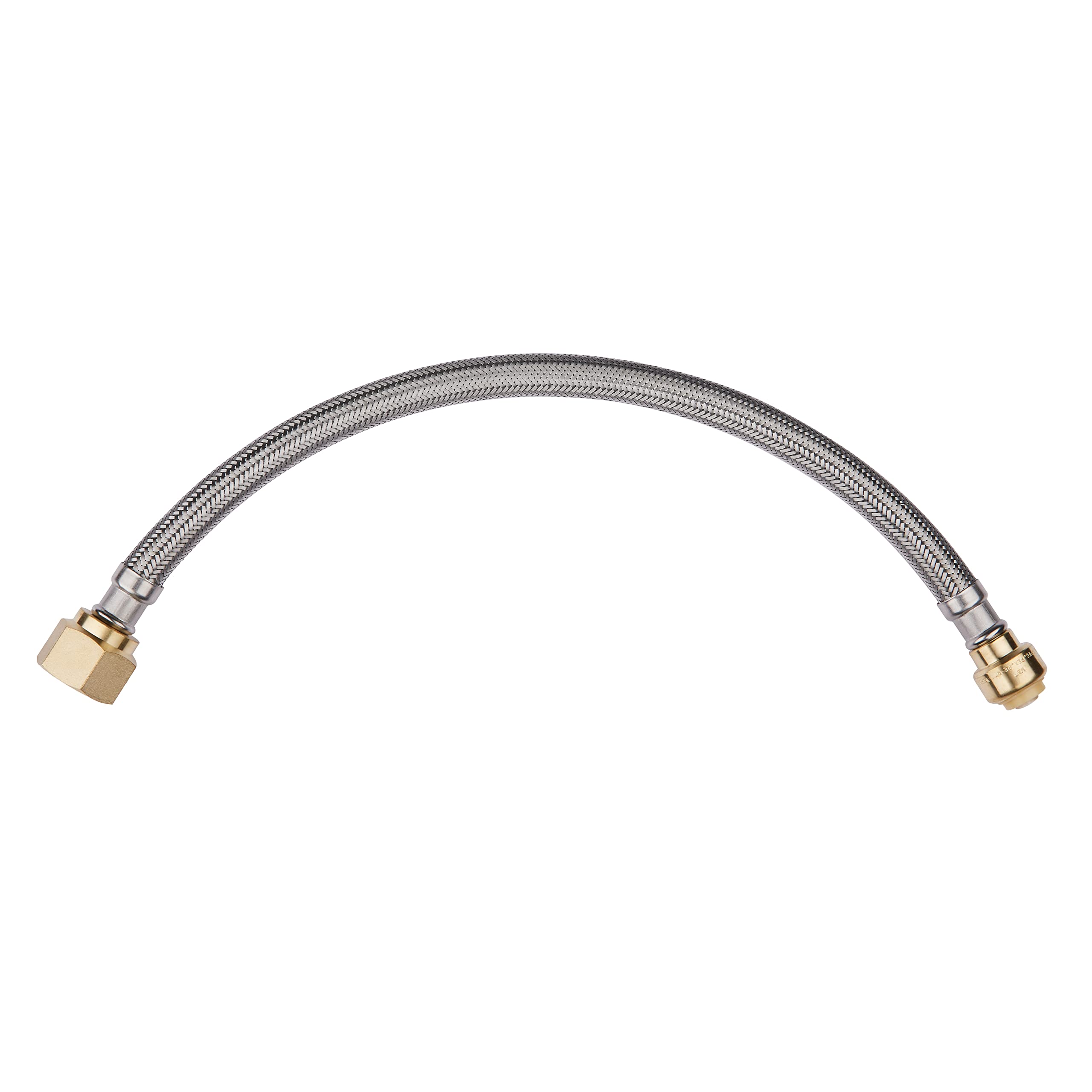 EFIELD Conector flexible de 15 pulgadas de longitud, ajuste a presión, 1/2 x 3/4 pulgadas, FIP, manguera trenzada de acero inoxidable para calentador de agua