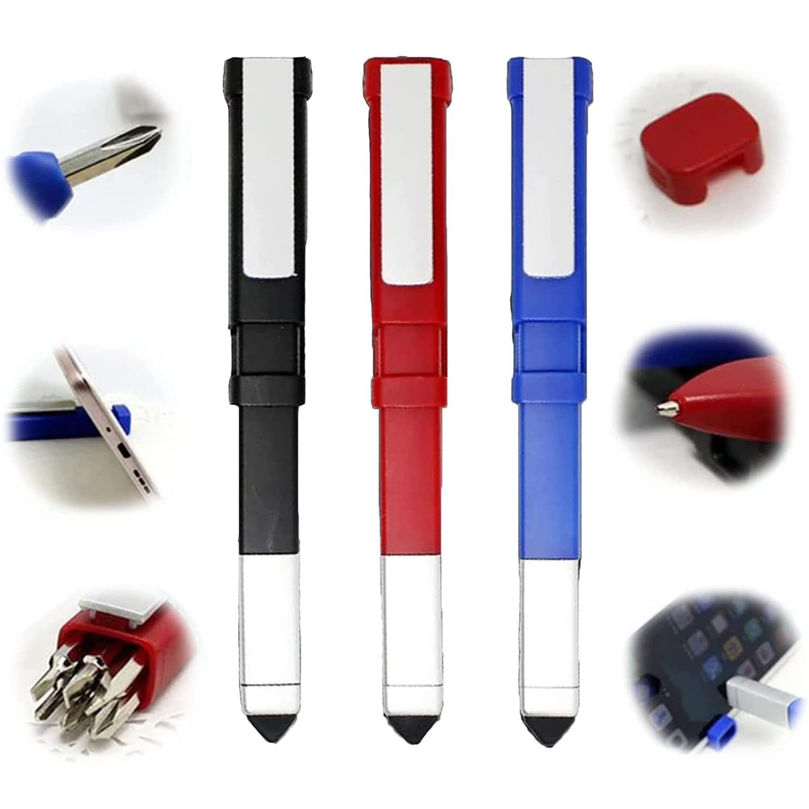 KnjoFly 3PCS Pen-Shaped Phone Holder with Screwdriver Sets,Multifunctional 4 in 1 Tech Tools Pen with Phone Stand for School Office Home (3pcs)