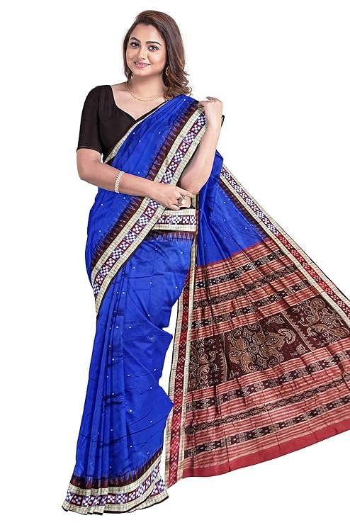 Image of Handmade Pure Bomkai Silk Saree Khandua Natural Silk Ikkat Saree For Women /Ethnic Wear /Traditonal Saree /Handloom Saree With Regular Fit Blouse Piece