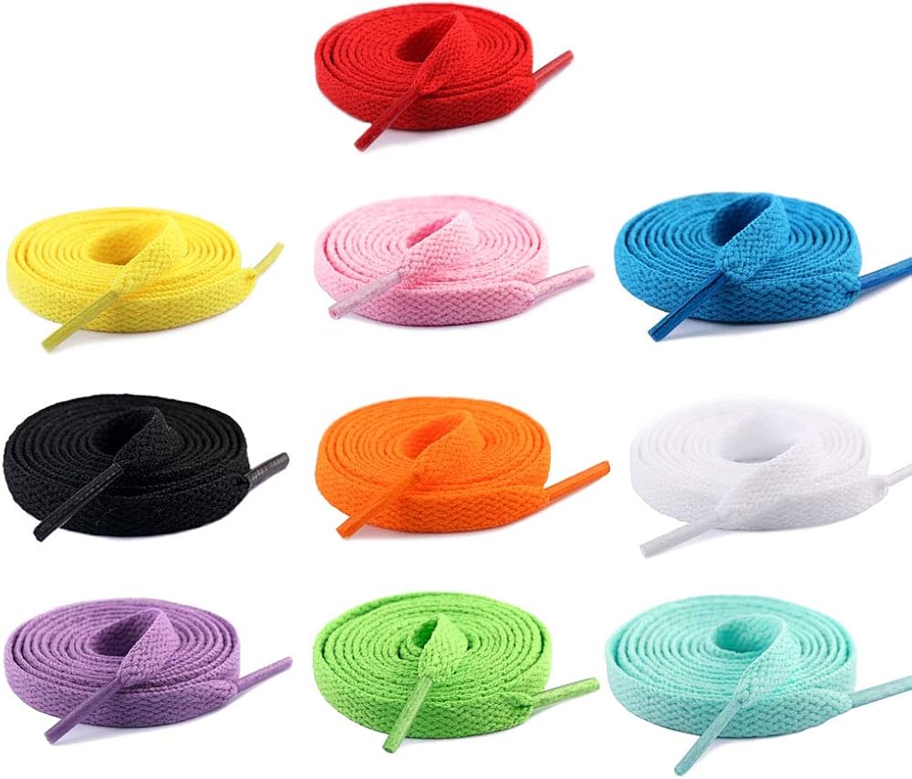 20 Piezas de Cordones de Zapatos de Colores, Cordones de Reemplazo de Colores, para Correr Zapatos de Entrenamiento, Zapatillas de Deporte, Zapatos de Skate, Botas, Cordones Deportivos (10 Colores)