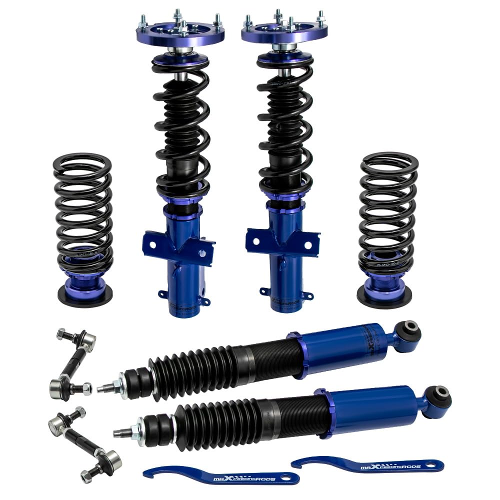 maXpeedingrods Coilover for Ford Mustang 2005-2014, Height Adjustable Coilovers Suspension Kit, Preset Damping Shock Absorber Struts, Lowering Kits Blue