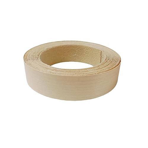 Miniatura 5 de Cinta de bandas de borde de chapa de madera de abedul real, rollo de banda de borde preglued de 1 pulgada × 13 pies con adhesivo de fusión en