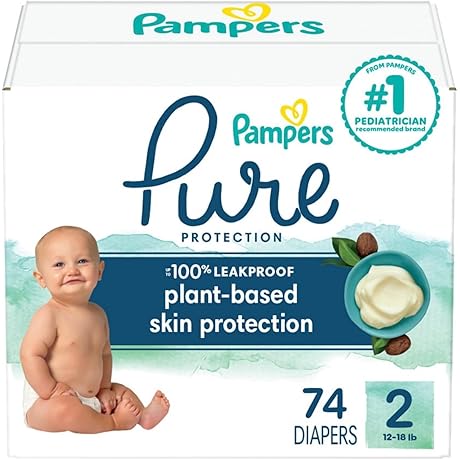Pampers Aqua Pure Size 2 Diapers, 74 Count - Supremely Soft and...