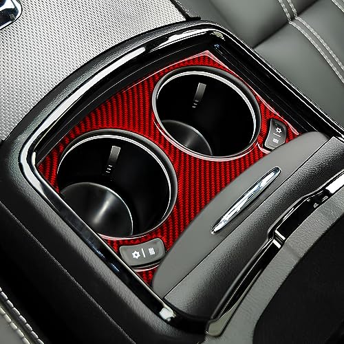 Image of Car Front Cup Holder Cover Decals for 2011-2023 Chrysler 300 / 300C / 300S / Limited /Touring /Base Accessories Carbon Fiber Interior Stickers