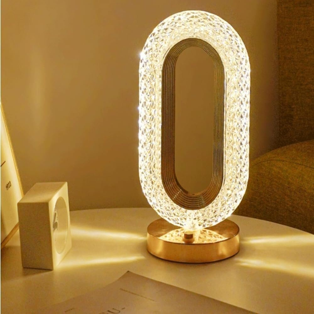 Nowoczesna owalna kryształowa lampa biurkowa bezprzewodowa dotykowa lampa biurkowa romantyczna i wygodna lampa do pokoju dziecięcego lub willi lampa biurkowa