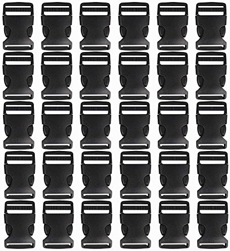 20Pack Black Buckle Adjustable Release Buckles Plastic Clasp for DIY Making Luggage Strap, Pet Collar, Backpack Repairing(1 Inch)