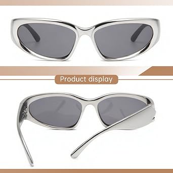 Wrap Around Sunglasses Y2K for Men Women Vintage Oval Sport Shades Cycling Driving Outdoor UV400 Protection