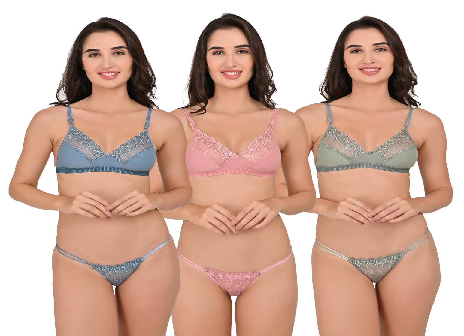 shesaffaire Women’s Non-Wired Non-Padded Bra Panty Set | Soft Cotton Lycra Stretchable Lingerie Combo for Women | Everyday Comfort Underwear Set of 3 | Breathable, Flexible & Lightweight-picture-22