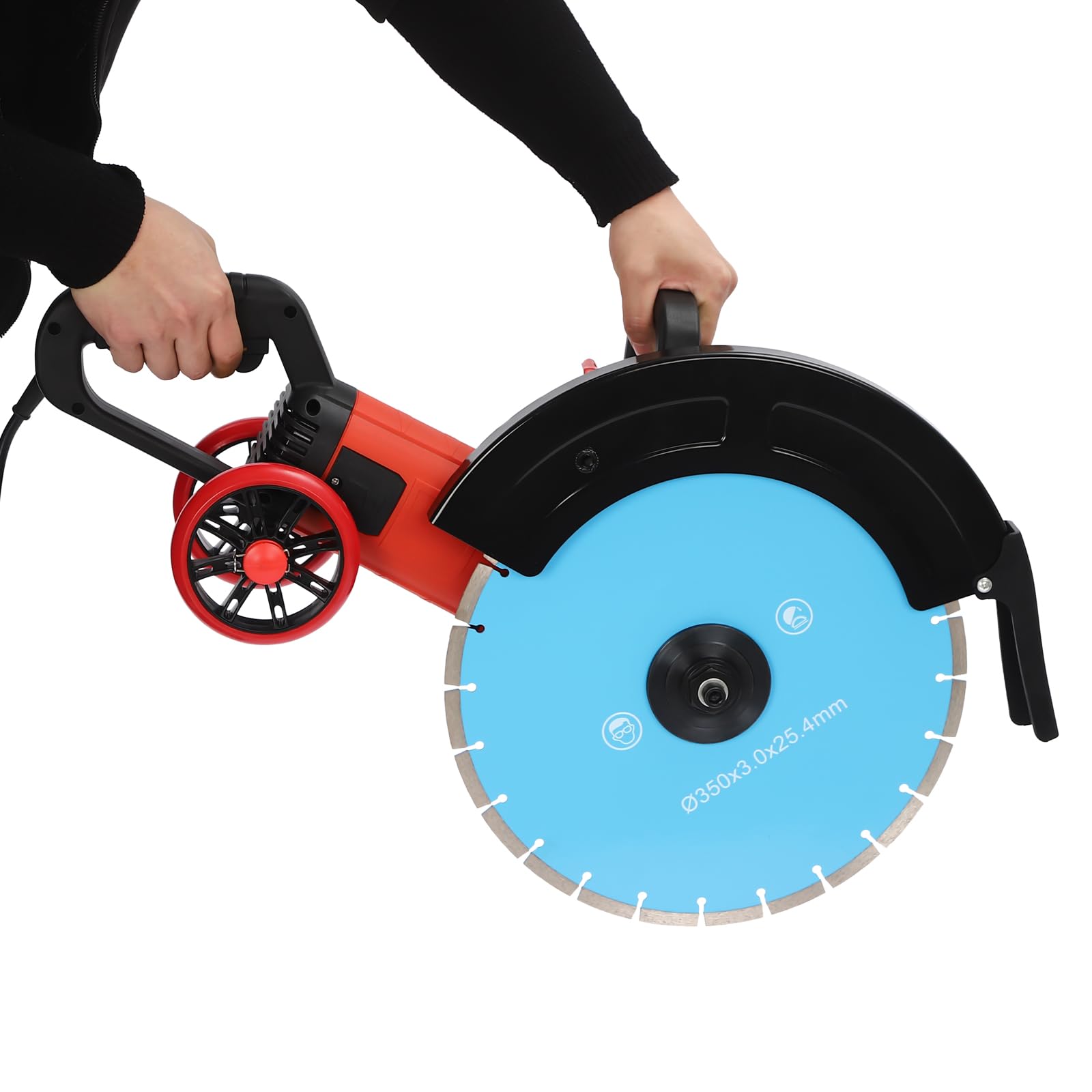 Sierra para hormigón de 4000 W, cortador de pavimentación, sierra de hormigón húmeda/seco, con disco de corte de diamante de 350 mm, para cortar granito, ancho de ranura
