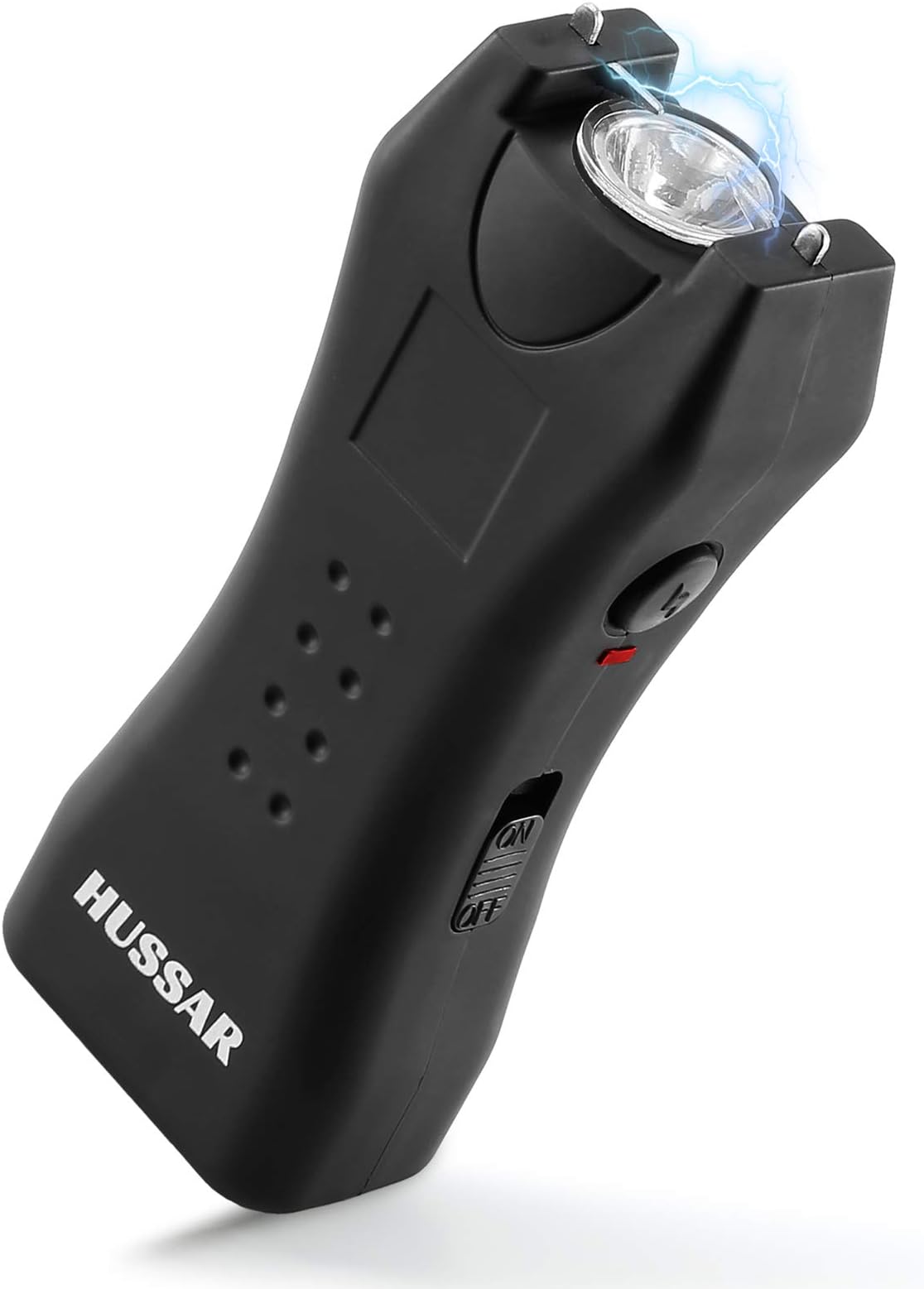 Hussar 618 Stun Gun for Self-Defense, Rechargeable with LED Flashlight, Powerful 1.60 µC Charge with Safety Switch, and Belt Holster