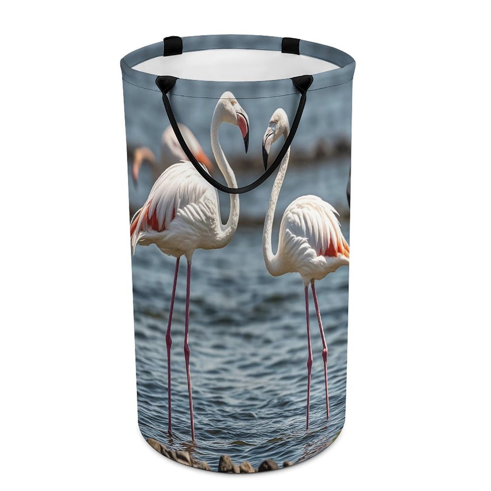 Animal Flamingo Laundry Hamper Waterproof Clothes Basket Large Capacity Collapsible Laundry Basket Freestanding Clothes Hamper for Dorm Family Bathroom Decor Storage 86L