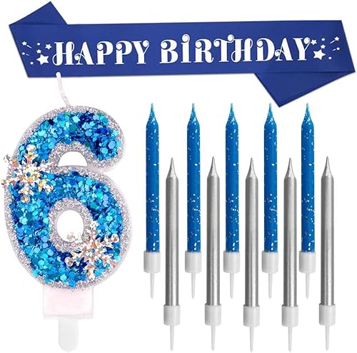 Regalos de segundo cumpleaños para niña, incluye vela de lentejuelas número 2 con 10 velas de cumpleaños y banda de cumpleaños, decoración de fiesta