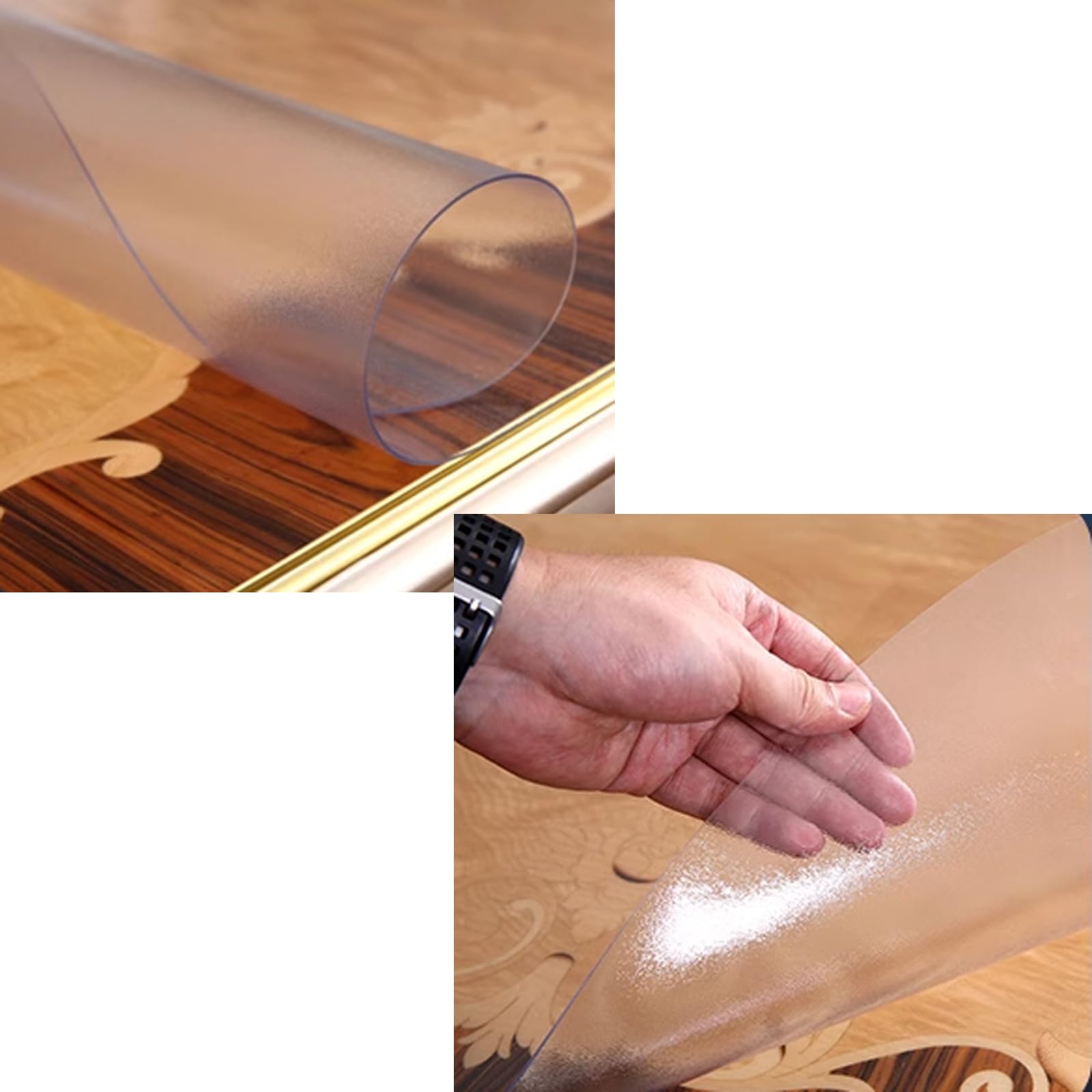 Copertura Protettiva per Tovaglia in PVC Satinato Trasparente, Pellicola Protettiva per Tavolo in Vetro Morbido Impermeabile Spessa 1 Mm, Adatta per Tappetini per Ufficio (140x200cm/55x79in)