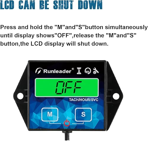 Miniatura 6 de NInE-ROnG Medidor digital de horas, tacómetro, recordatorio de mantenimiento, luz de fondo, batería reemplazable para motor de gasolina pequeño,