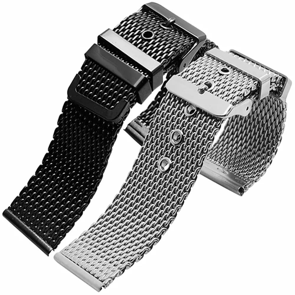 Pasek do zegarka ze stali nierdzewnej, 18mm 20mm 22mm 24mm Stainless Steel Wrist Band Strap Universal Men Women Mesh Watchband Accessories