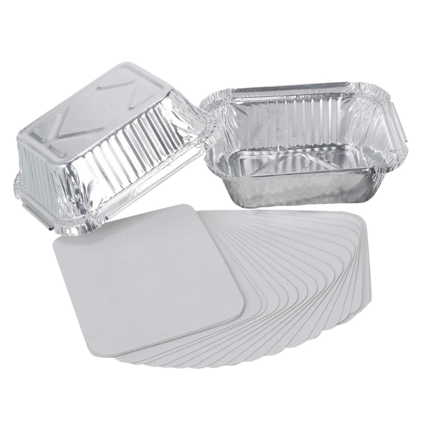 250ml Aluminium Foil Containers Box with Lids 100 Pack | Disposable Food Packing Boxes for Meal Prep, Takeaway, Baking | Leak-Proof Foil Trays for Kitchen, Storage, Catering Use