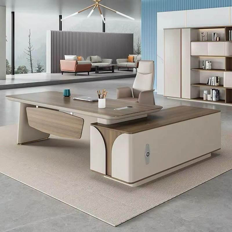 Image of Lakdi The Furniture Co Director Office Table for Boss & Executive | Unique Design L Shape CEO Table Made in MDF with Laminte with Drawer, Reversible Orientation, CPU Storage - LDL-778