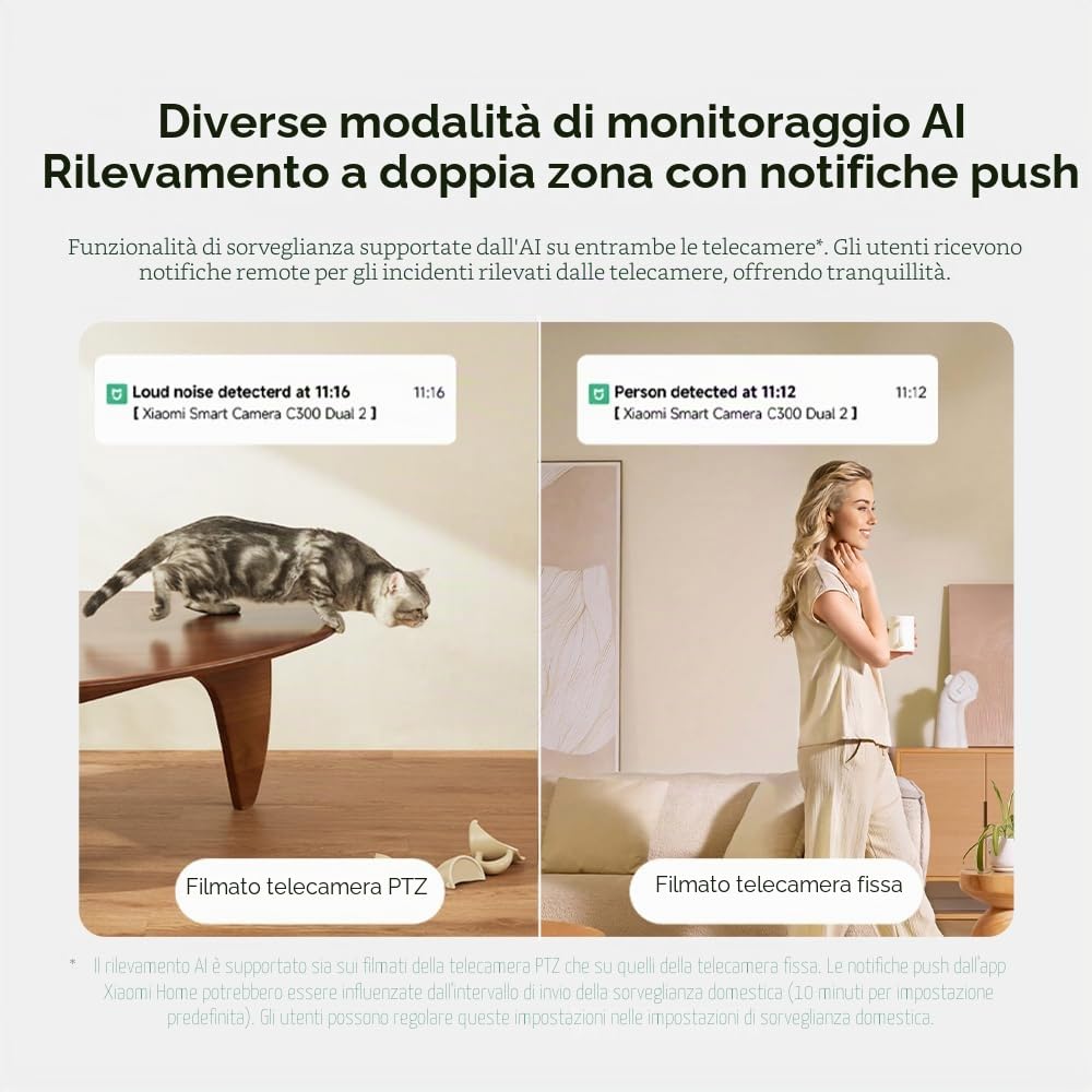Xiaomi Macchina fotografica astuta 3MP di sicurezza della lente doppia C300 con Wi-Fi a banda doppia 6