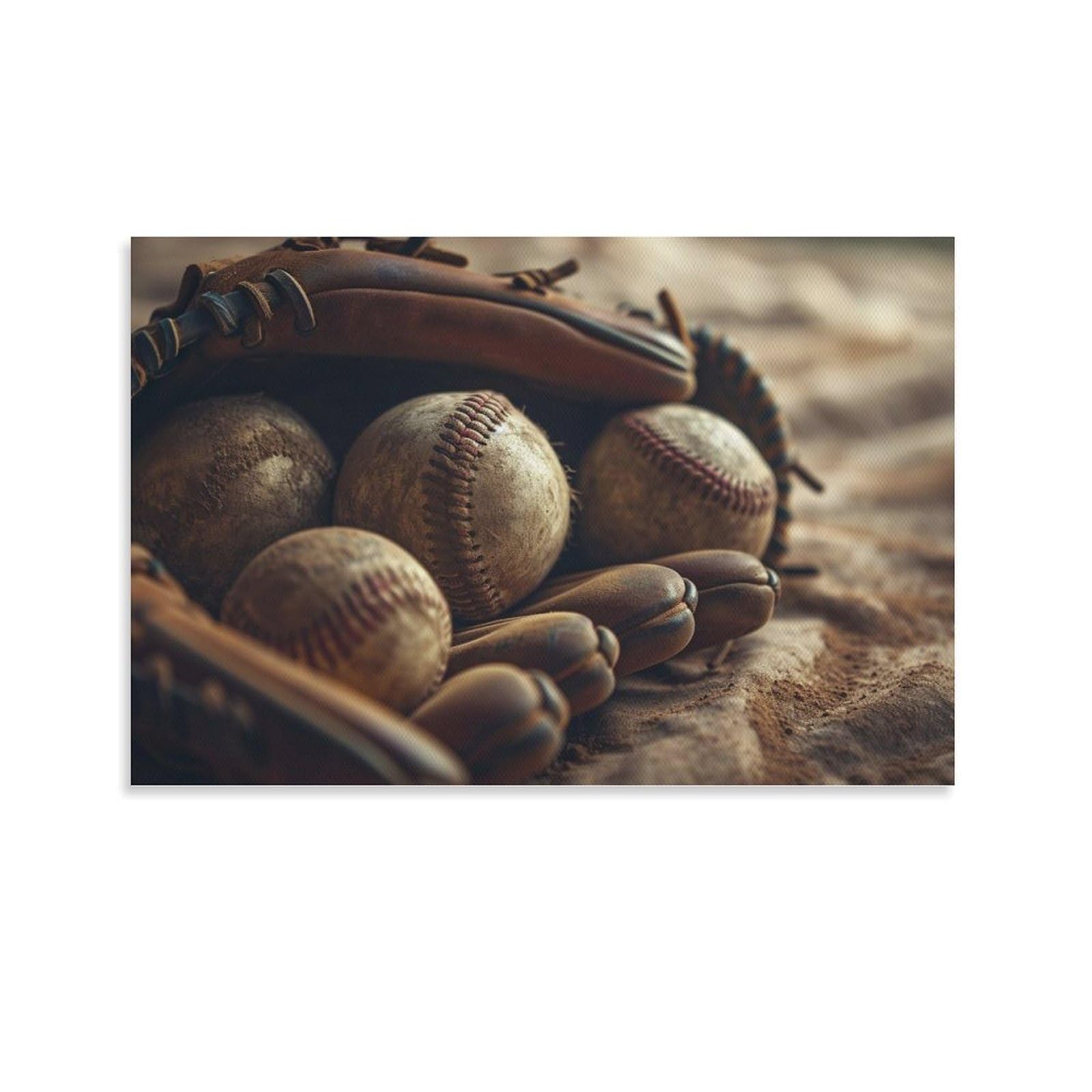 Amazon.co.jp: 絵画 古い野球のグローブと野球ボールインテリア 絵画