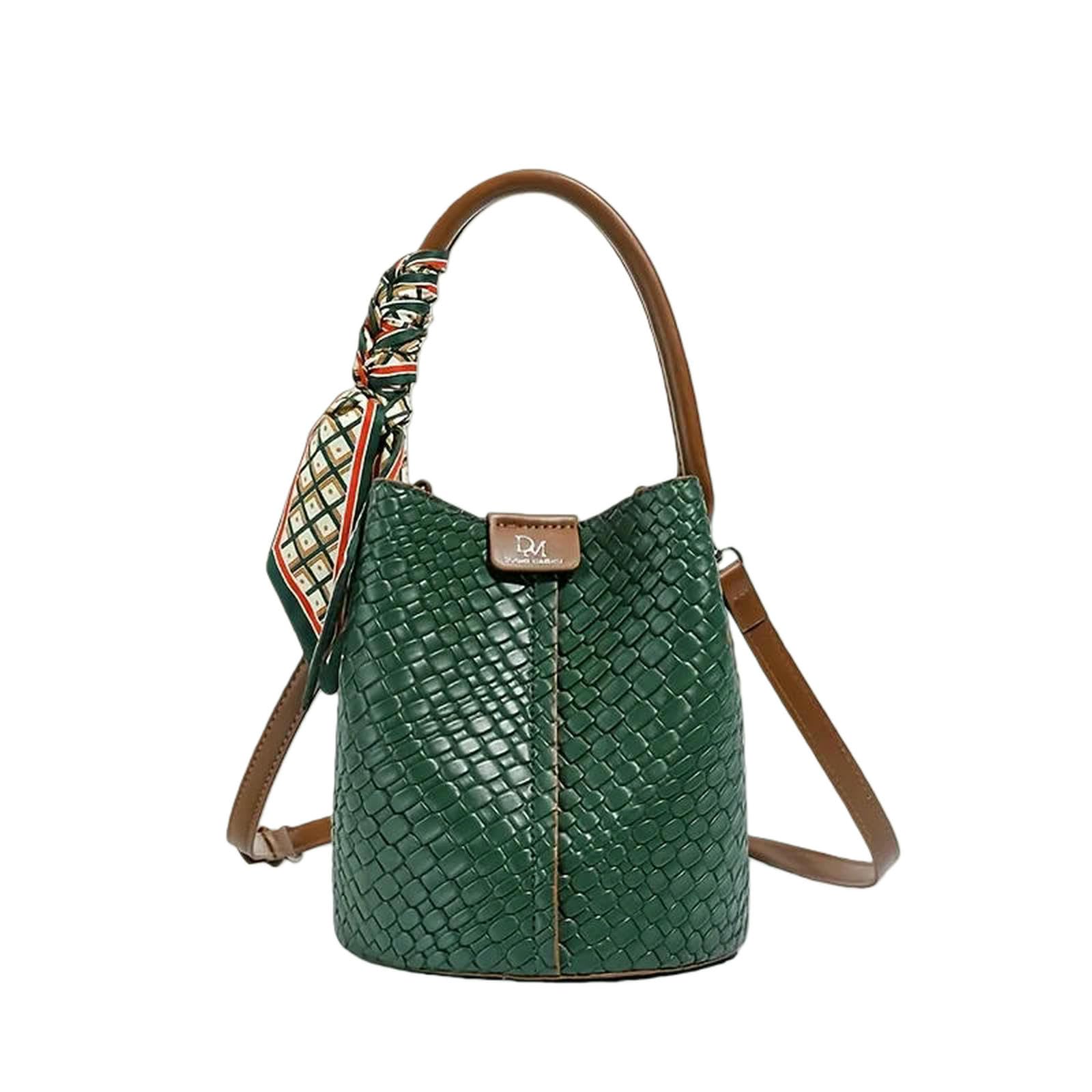 CHENSHI Borsa a Mano Donna Borse Tracolla da alla Moda di Grande capacità Secchiello Singola Spalla Versatile retrò Adatta al Pendolarismo-Verde