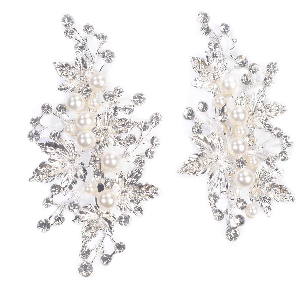 Sppry Wedding Hair Clips (2 Pcs) Rhinestone Pearl Hair