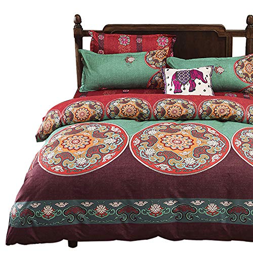 Vaulia Soft Microfiber Duvet Cover Set, Boho Exotic Pattern, Reversible Color Design - Queen Size 3-Piece Set (1 Duvet Cover 2 Pillow Shams)