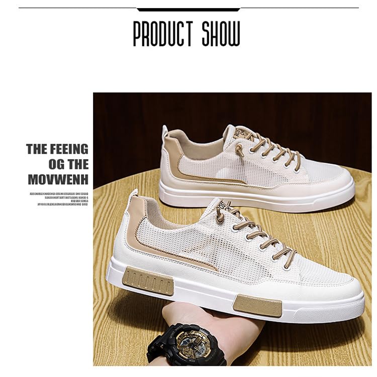 Men's Comfortable Lace Up Mesh Breathable Skateboard Shoes Lightweight Low Top Sneakers Casual Athletic Walking Shoes 7