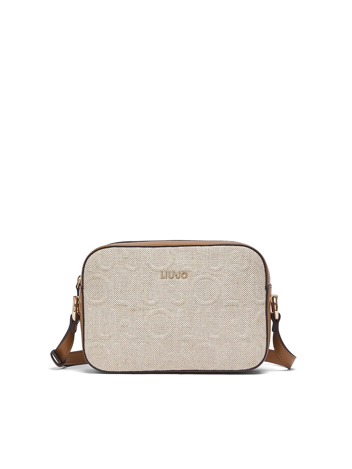 Liu Jo Borsa a Tracolla Manhattan M in Iuta, Naturale, 23x16x8 cm, Cotone e Lino, Stile Casual Sportivo
