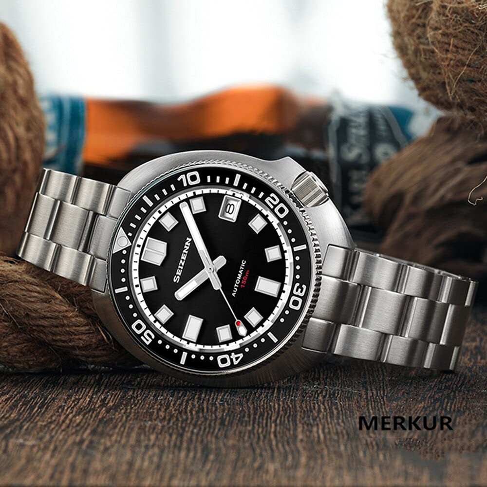 TTYA - Sports Watches - Sports Watch Men 4R35 Automatic Mechanical  Wristwatch 150M Diving Watches 6105 Turtle 44mm Stainless Steel Luminous  Clock MERKUR (White Inside ring) : Buy Online at Best Price