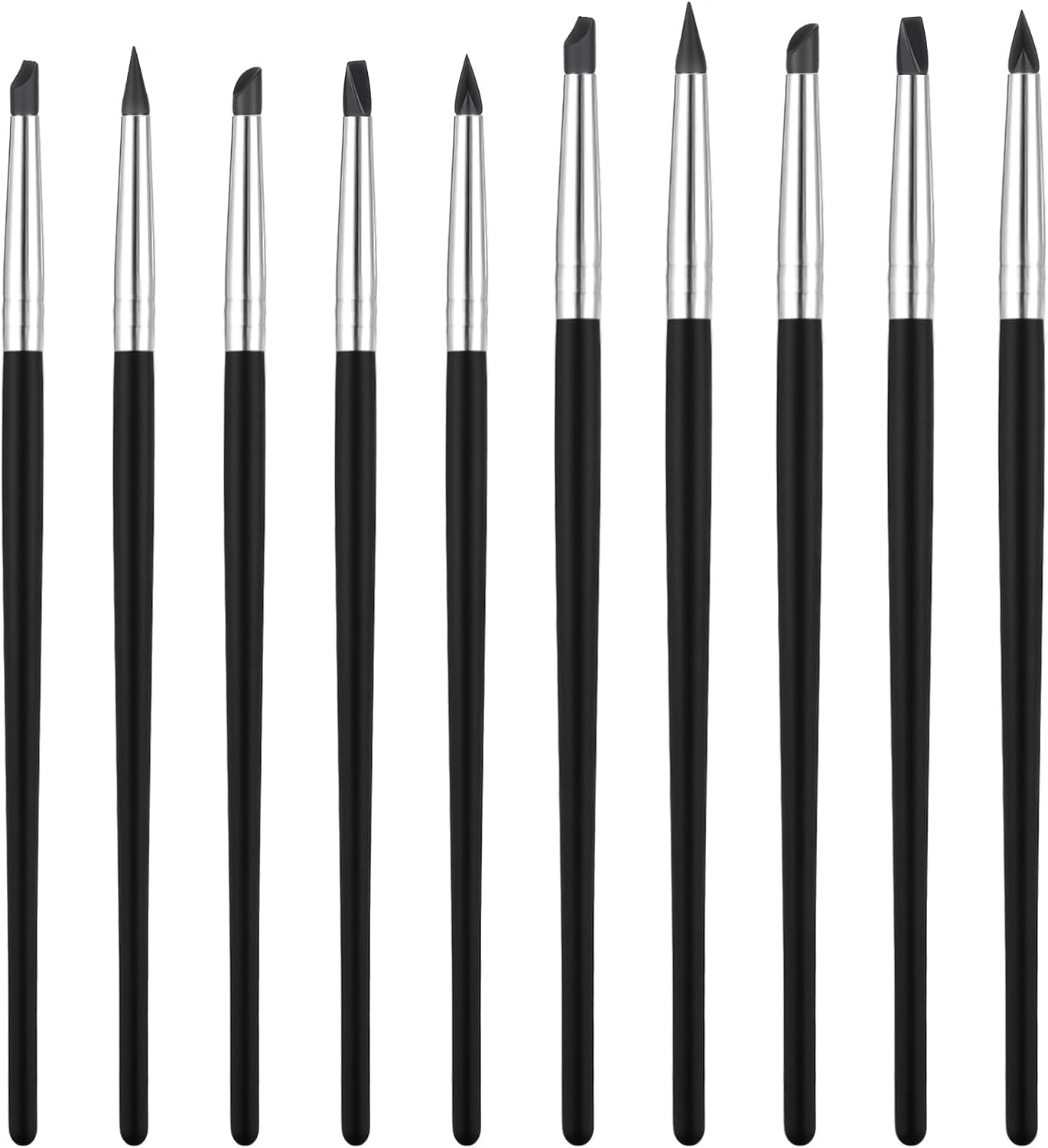 10PCS Silicone Color Shaper Brushes - Rubber Tip Artist Paint Brushes for Pottery, Clay Sculpting, Crafts, Nail Art & Cake Decorating