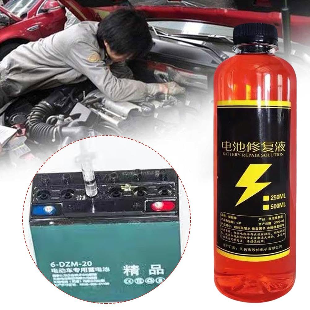 Soluzione Liquida per Ripristino di Batterie 500ML - Soluzione di Acido per Batterie per Rinnovamento di Batterie, Liquido per Terminali di Piombo e Pulitore di Acido, Acqua Deionizzata e Distillata