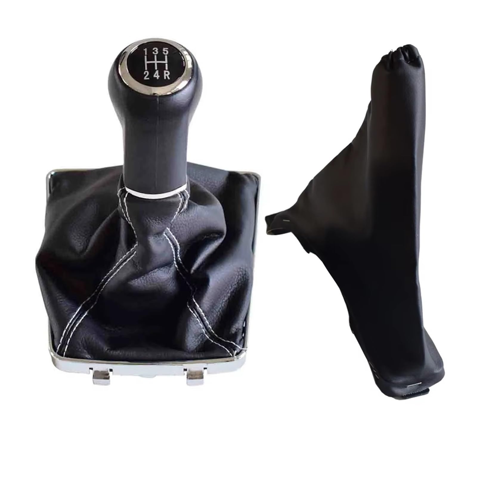 Qwqaab 5R-White Manual Gear Knob Manual Gear Shift Knob Pu Gaiter Boot 5/6 Speed For Vauxhall For Opel For Astra Iii H 1.6 2004-2010(5R-White)