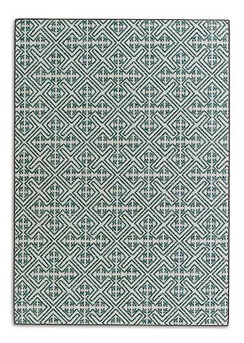 Preisvergleich Produktbild Schöner Wohnen Kollektion Outdoor Teppich wetterfest - Feuchtigkeitsbeständiger Teppich Wohnzimmer - Außen Teppich robust Balkon, Terasse, Garten - Rauten türkis 120 x 180 cm