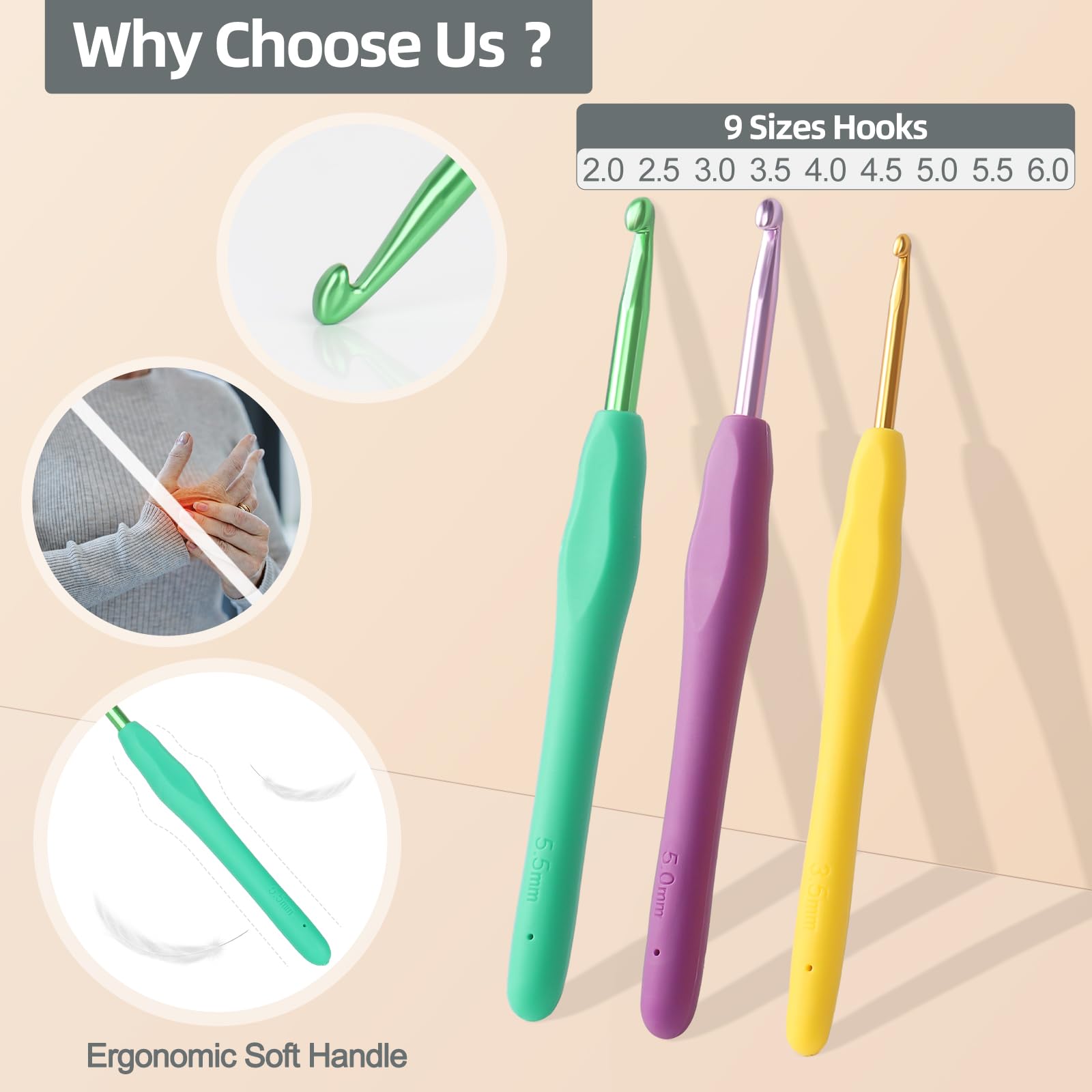 Katech Set di filati per principianti per uncinetto e maglieria, include 350 m di filato di cotone, uncinetto, accessori, tutorial, ideale per bambini, adulti e professionisti