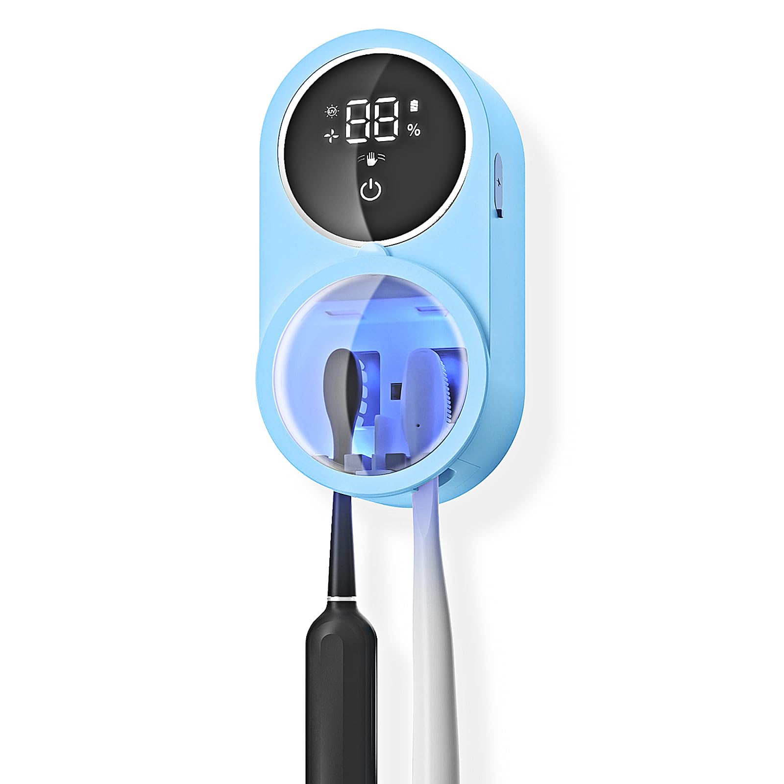 Soporte para cepillo de dientes y limpiador de maquinilla de afeitar/secador de luz, limpieza y secado al aire, cubierta de clasificación automática, recargable, montado en la pared, para