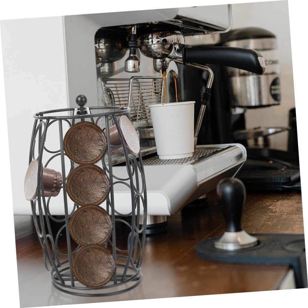 Coffee Bar Organizer Rotatable Capsule Storage Rack Iron Material Sturdy Space-saving Design Rotation for Easy Access for Home Office Restaurant
