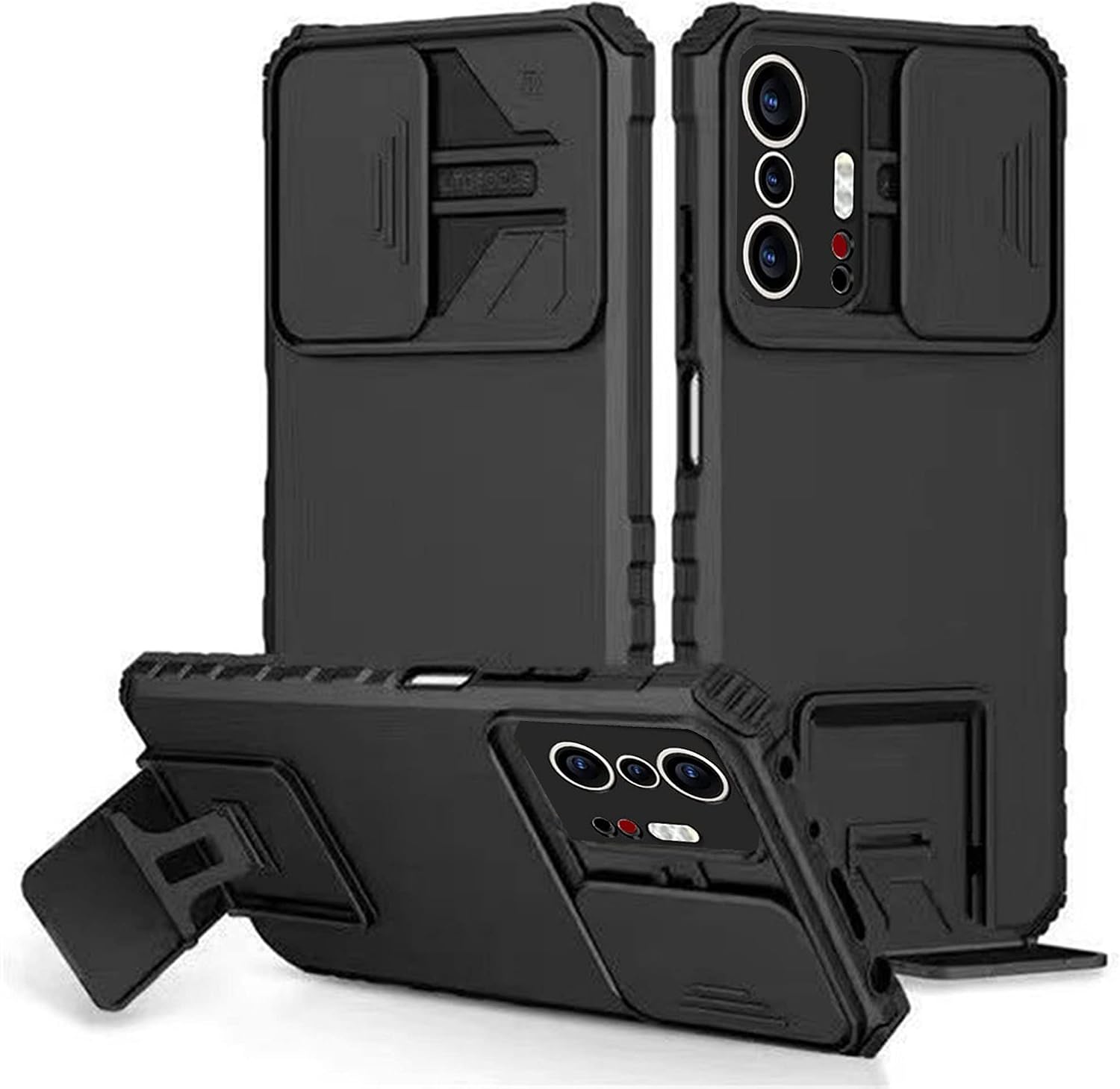Case for Xiaomi Mi 11T 5G / 11T Pro 5G Shockproof Protective Case with Camera Slide Protection and Integrated Folding Stand Mobile Phone Case for Xiaomi Mi 11T 5G / 11T Pro 5G Case Black
