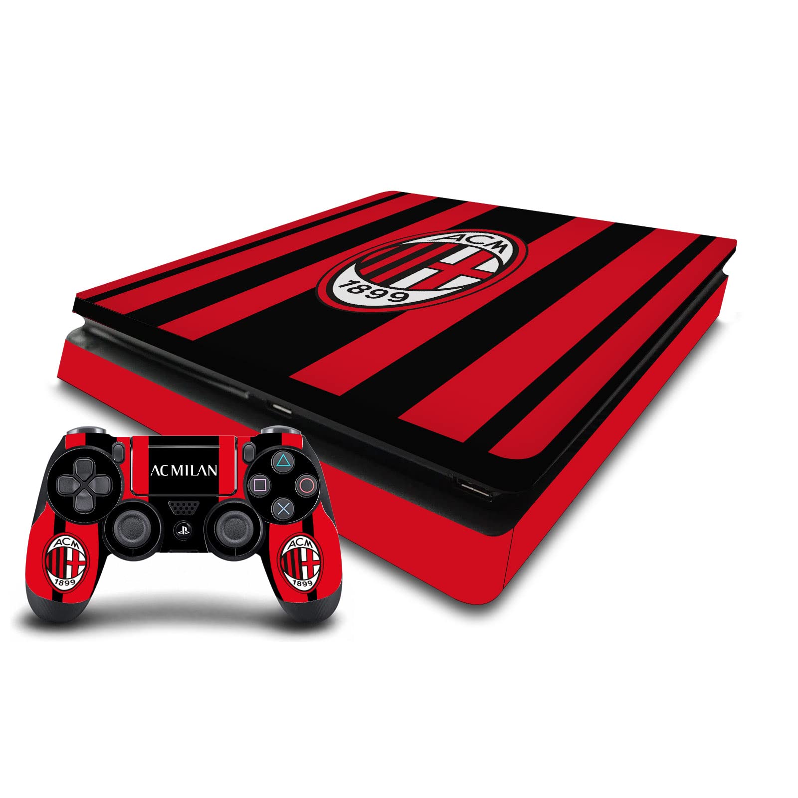 Head Case Designs Licenza Ufficiale AC Milan Home 2021/22 Kit Crest Vinile Sticker Gaming Pelle Adesivo Compatibile con Sony Playstation 4 PS4 Slim Console And DualShock 4 Controller