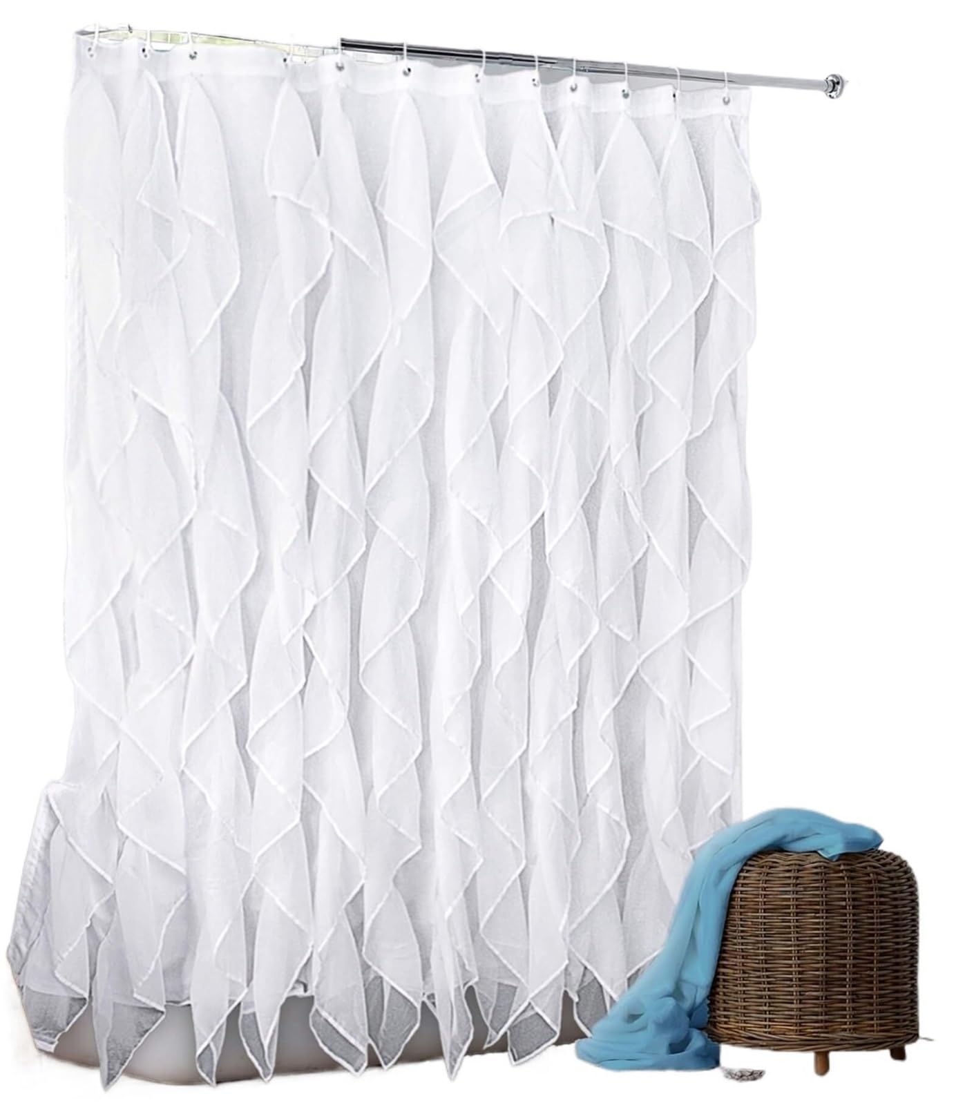 MZSKLW Shower Curtain Ruffle White Shower Curtain Fabric/Cloth Farmhouse Bathroom Sheer