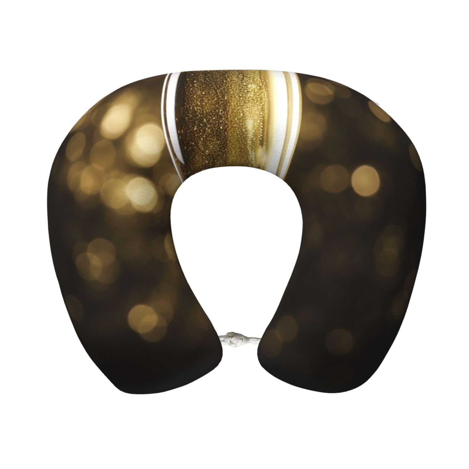 peiyeety Champagne Travel Pillow Memory Foam - Comfortable U Shape Neck Pillows for Sleeping, Neck and Head Support Portable Airplane Pillow Adjustable Flight Pillow, Washable Cover