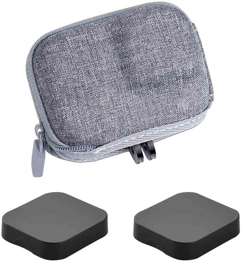Mini Storage Bag Case for GoPro Hero12 Hero11 Hero10 Hero9 Hero8 Black + GoPro Hero 12 11 10 9 8 Rubber Lens Cap Cover, Carrying Grey Box Accessory for Go pro [2+1 Pack]